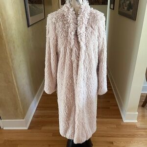 NWT Forever 21 Long Faux Fur Coat Blush Light Pink Size Large